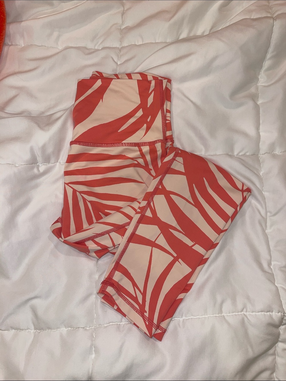 American Eagle Outfitters Coral and Cream Printed Leggings